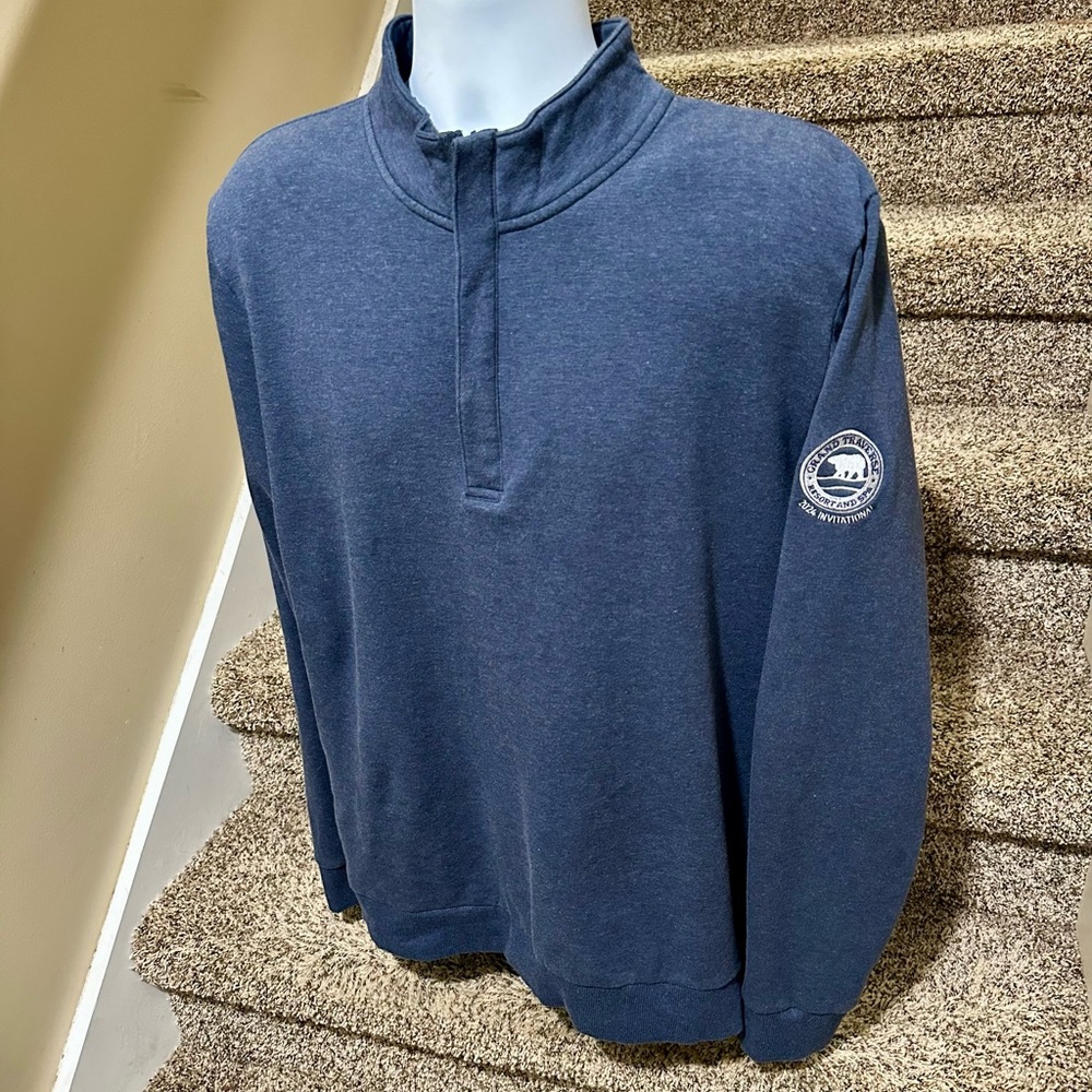 Stunning *TRAVIS MATHEW* soft warm 1/4 zip men’s blue casual golf ⛳️ sweater XL